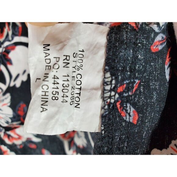 Threadless Obinsun Shirt Floral Skulls Reaper Spellout AOP Button Men L Black SS - Picture 4 of 10